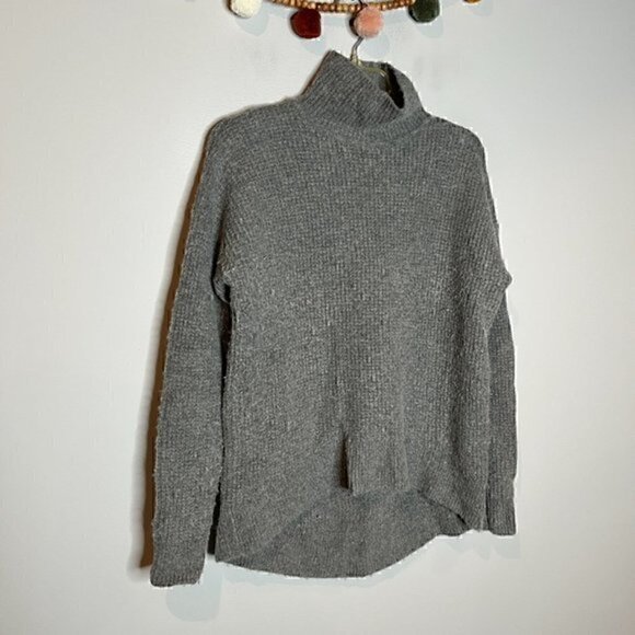 Madewell grey waffle knit merino wool blend mock neck sweater - Picture 2 of 6